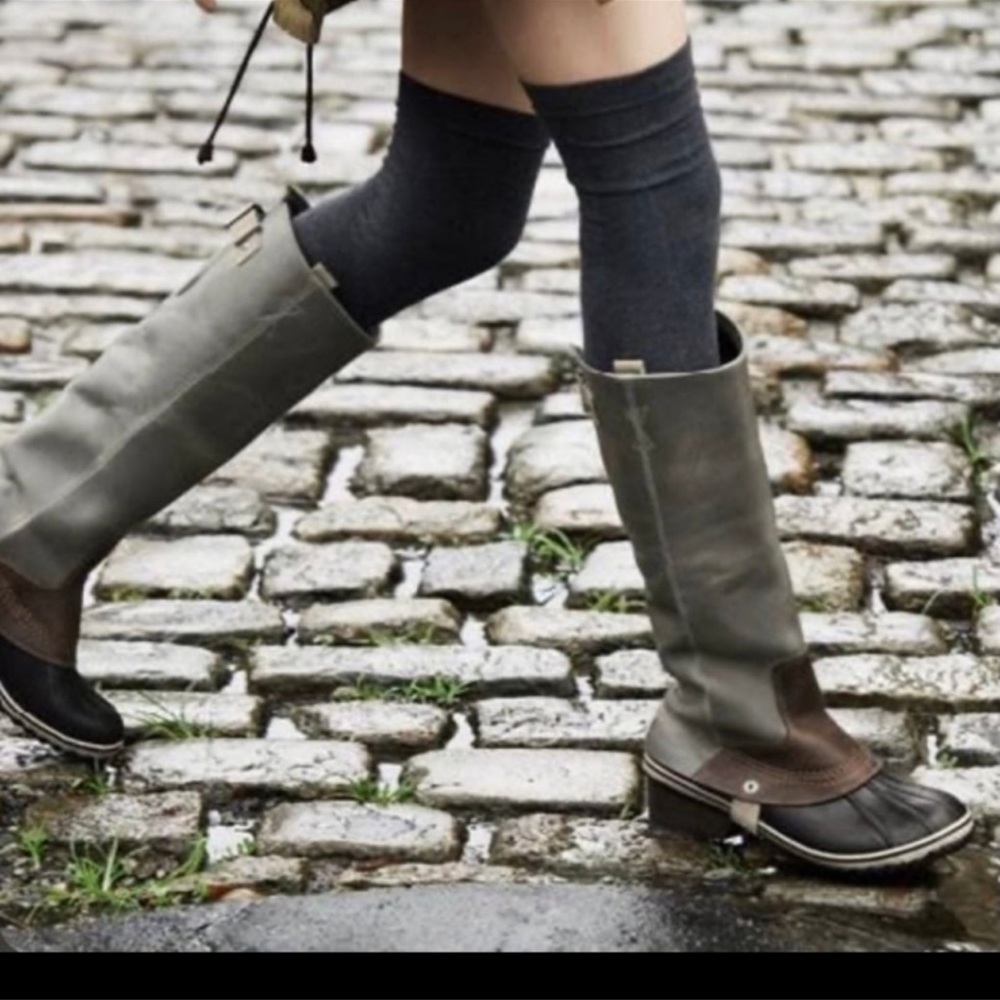 Sorel Slimpack Tall Leather Grey Riding Boots Womens Size 9 Equestrian